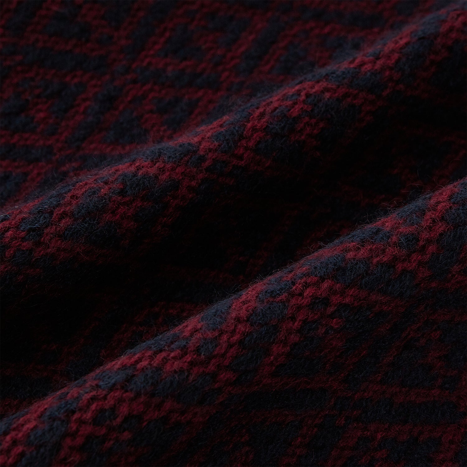 View 3 of product Navy and Burgundy Diamond-Patterned Cashmere Knitted Scarf