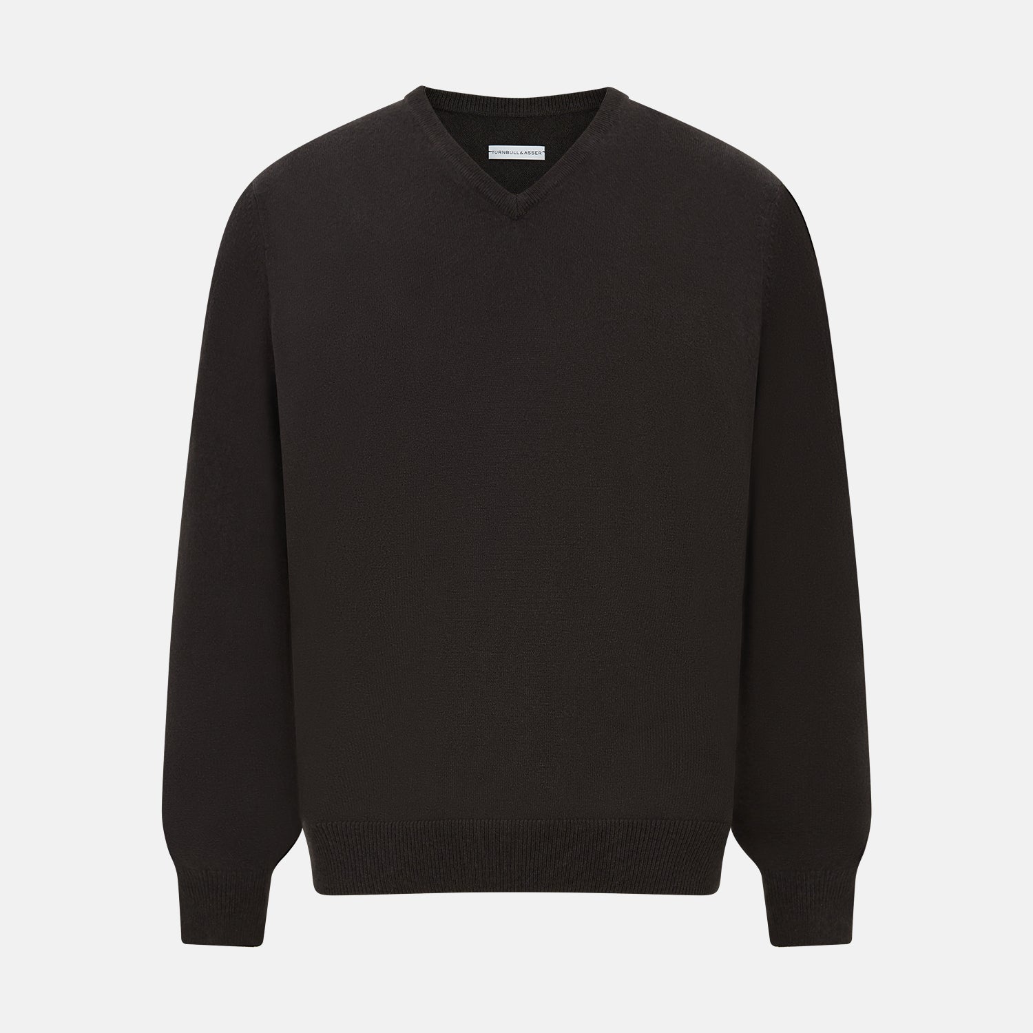 View 1 of product Dark Brown Cashmere V-Neck Jumper