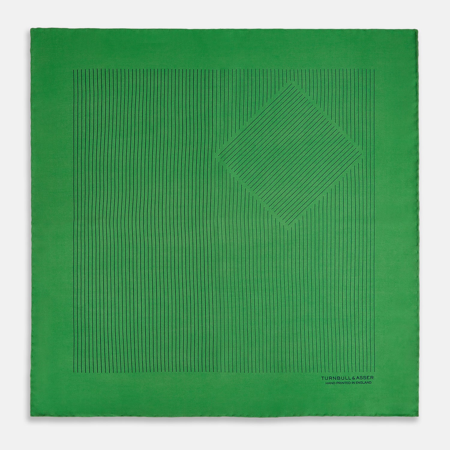 Hunter Green Stripe Silk Pocket Square