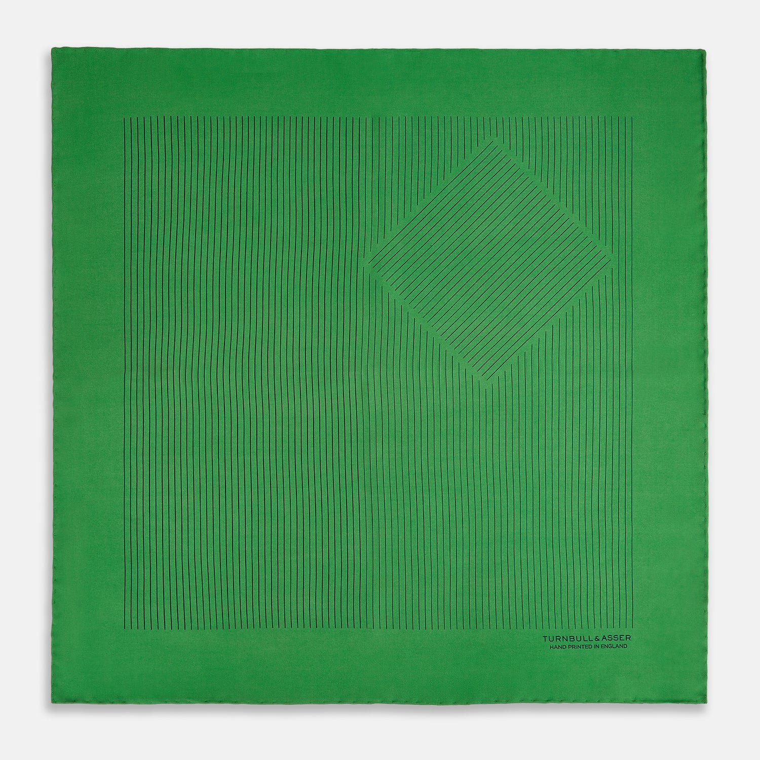 View 3 of product Hunter Green Stripe Silk Pocket Square