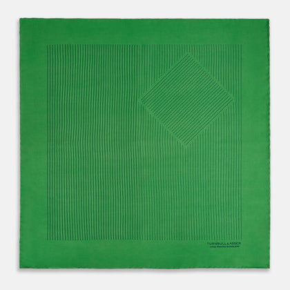 Hunter Green Stripe Silk Pocket Square Image 2