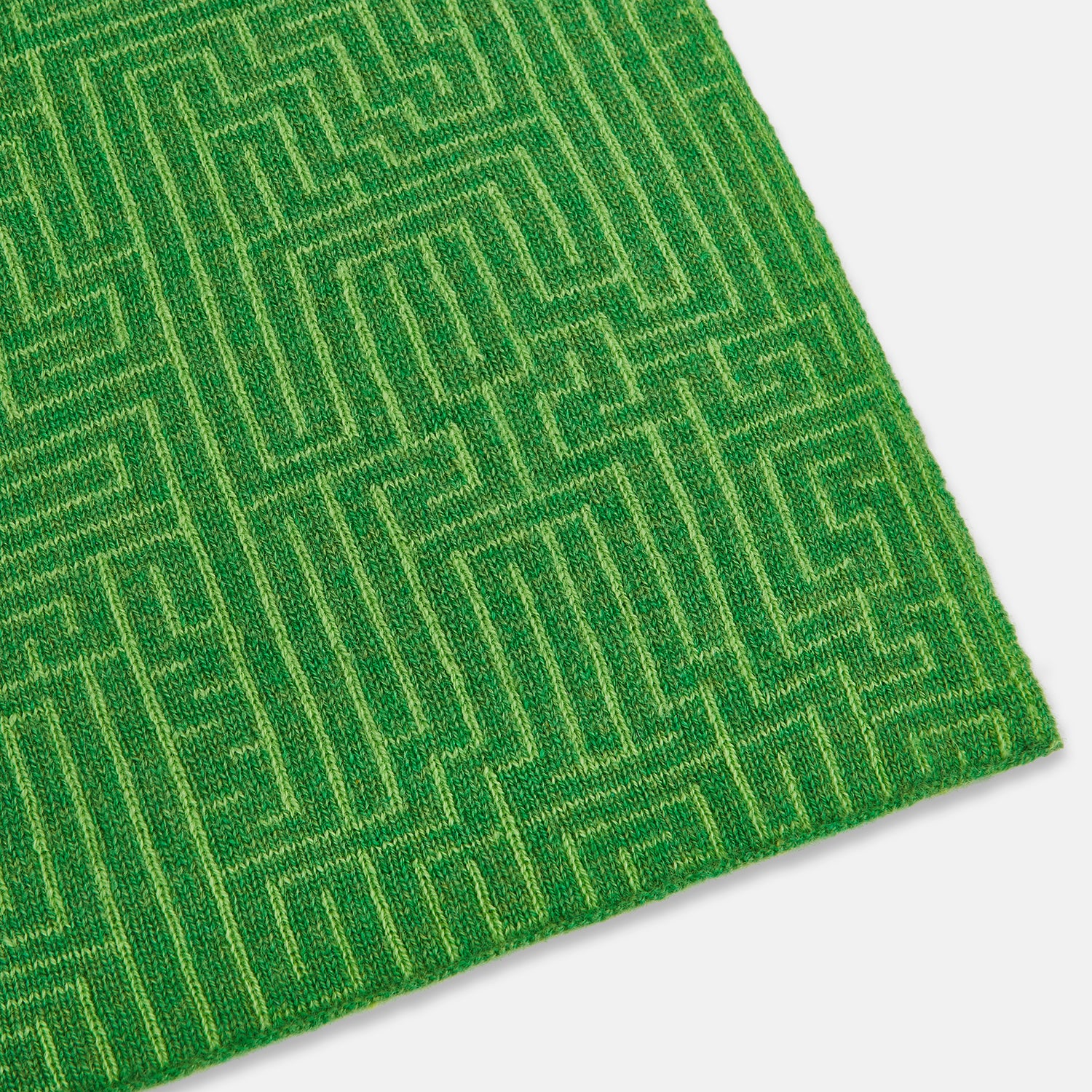 View 2 of product Kelly Green Fretwork Cashmere Knitted Scarf