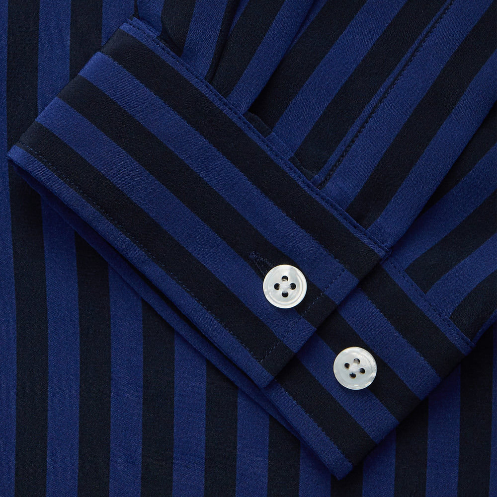 Navy and Blue Multi Stripe Silk Holiday Fit Winnington Shirt