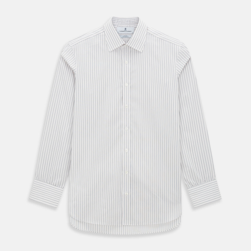 Midnight Blue and Red Ticking Stripe Mayfair Shirt