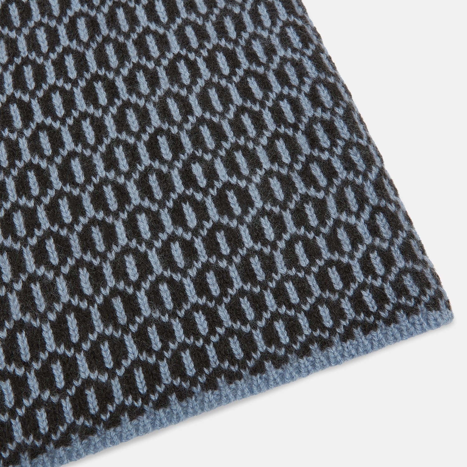 Image 2 of product Dark Chocolate and Pale Blue Hexagon Cashmere Knitted Scarf