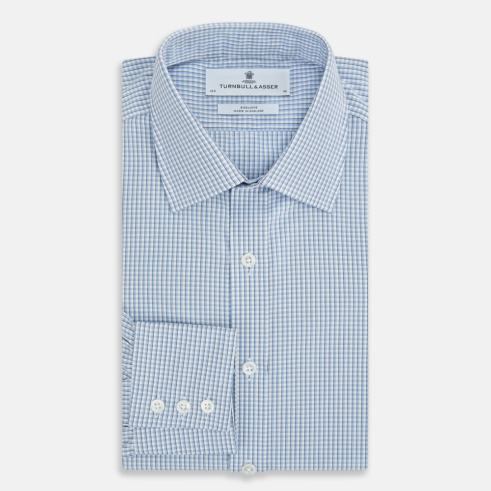 Blue Micro Shadow Check Mayfair Shirt