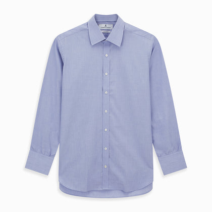 Blue End-on-End Cotton Shirt with T&A Collar and 3-Button Cuffs Image 5