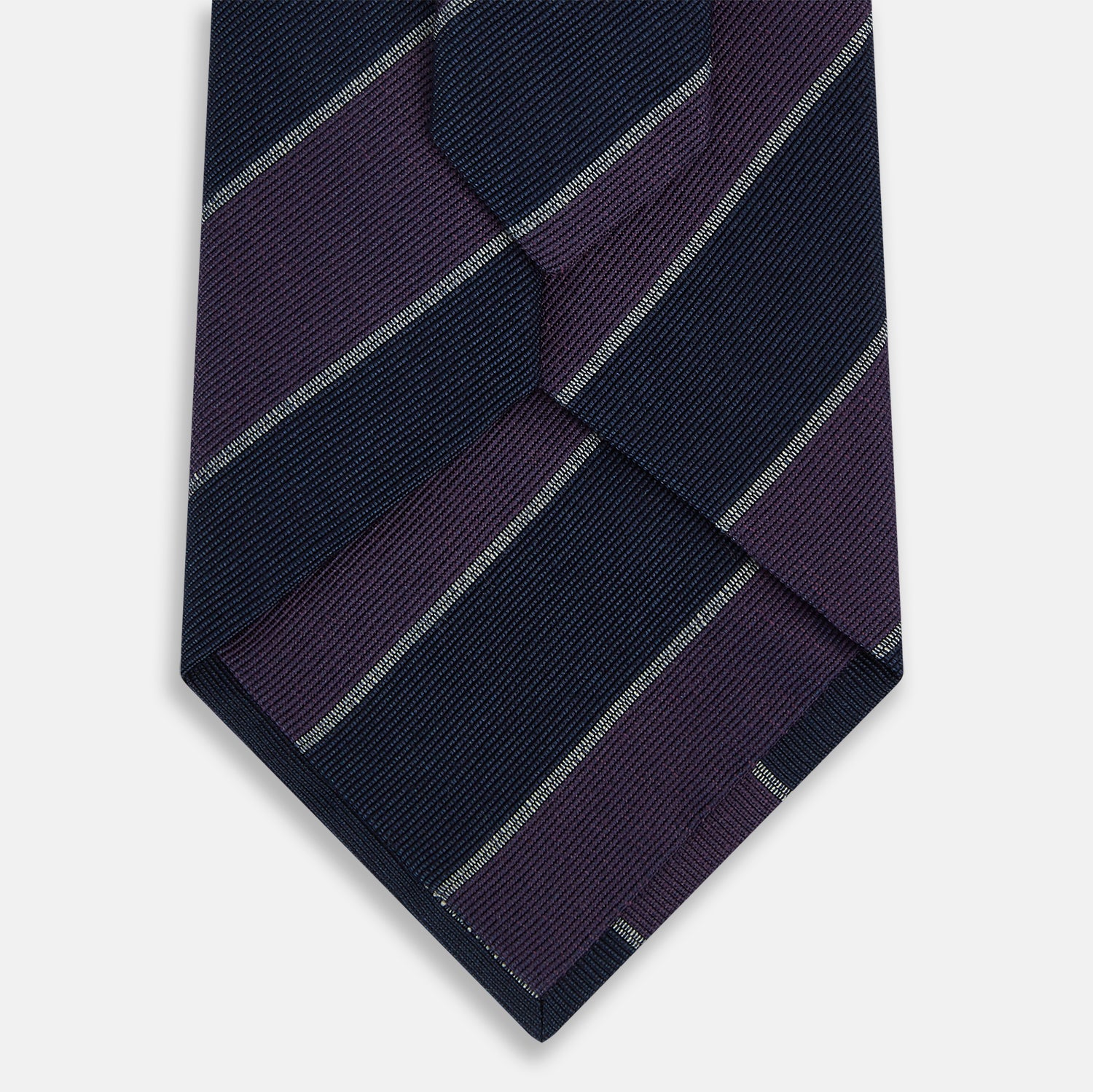 View 3 of product Purple And Navy Block Stripe Silk Blend Tie