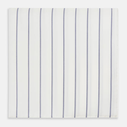 Dark Navy Double-Pinstripe Hand-Rolled Handkerchief