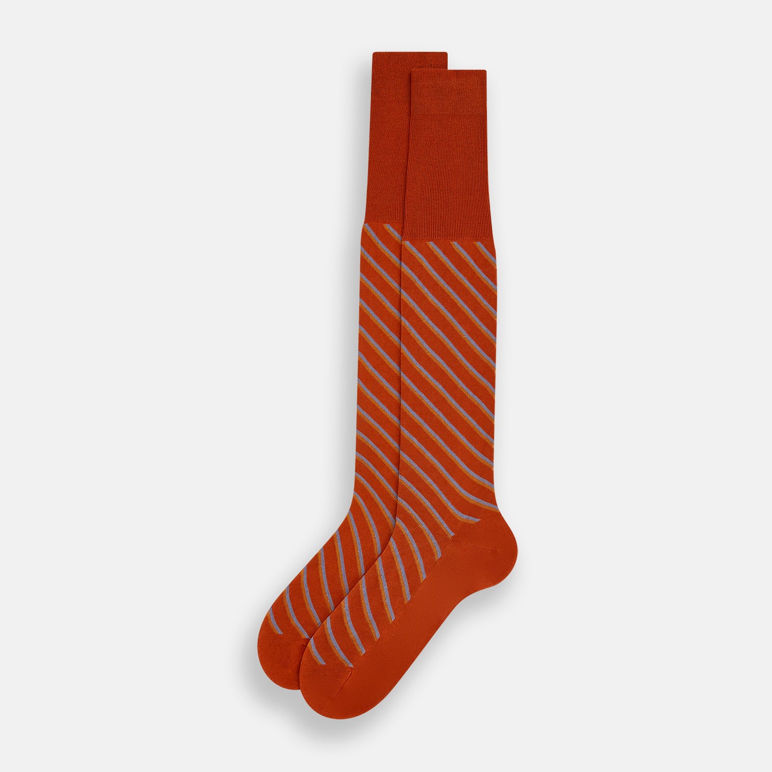 View 2 of product Rust/orange/blue Diagonal Striped Long Socks