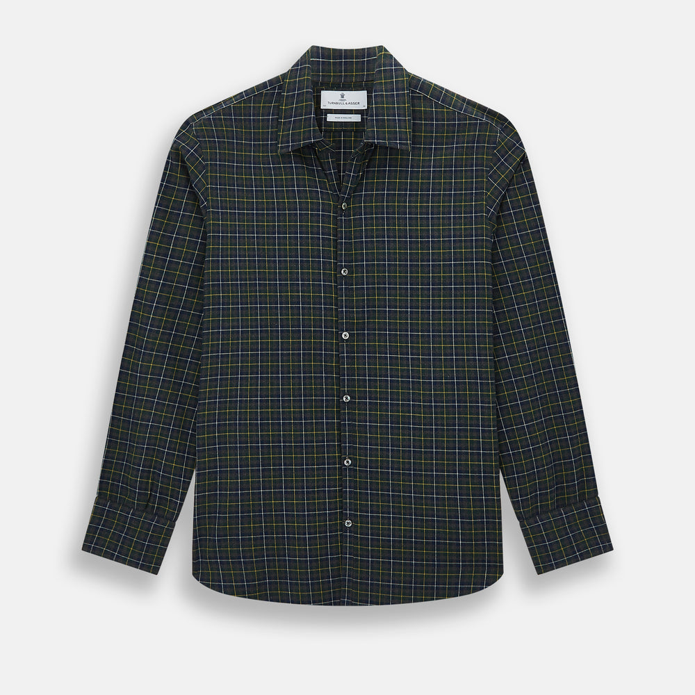 Navy and Khaki Tartan Windsor Shirt