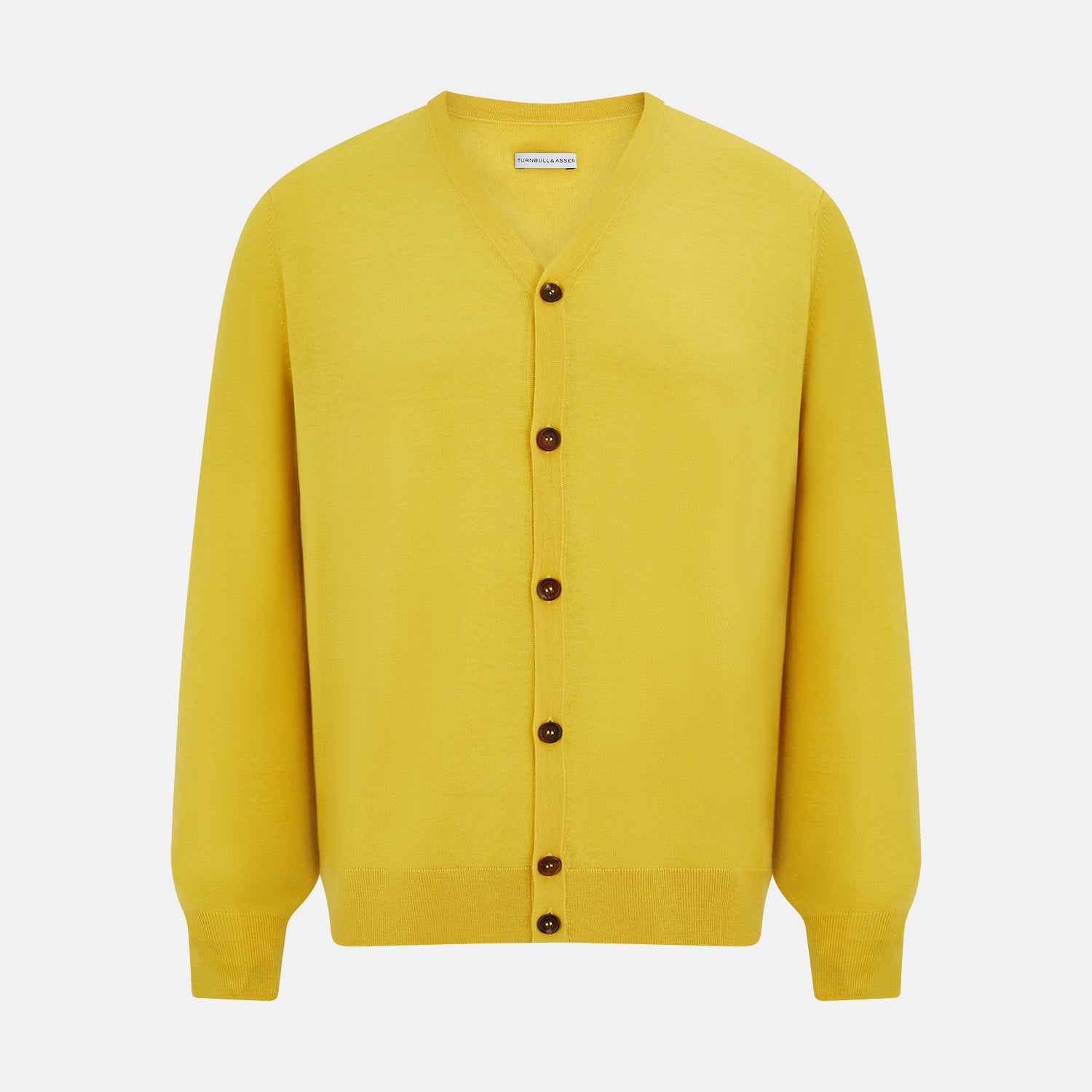 View 1 of product Canary Yellow Fine Merino V-Neck Cardigan
