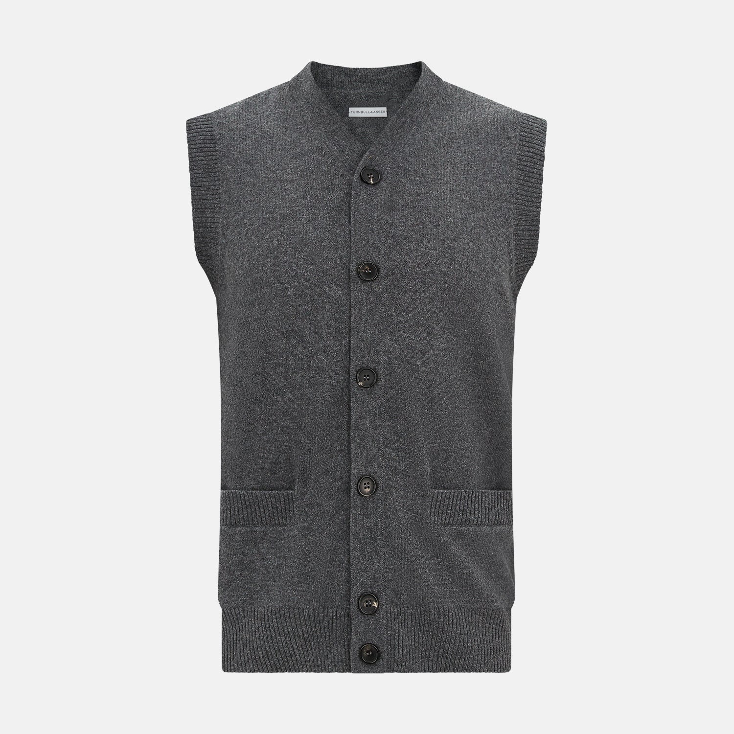 View 1 of product Charcoal Grey Cashmere Sleeveless Cardigan