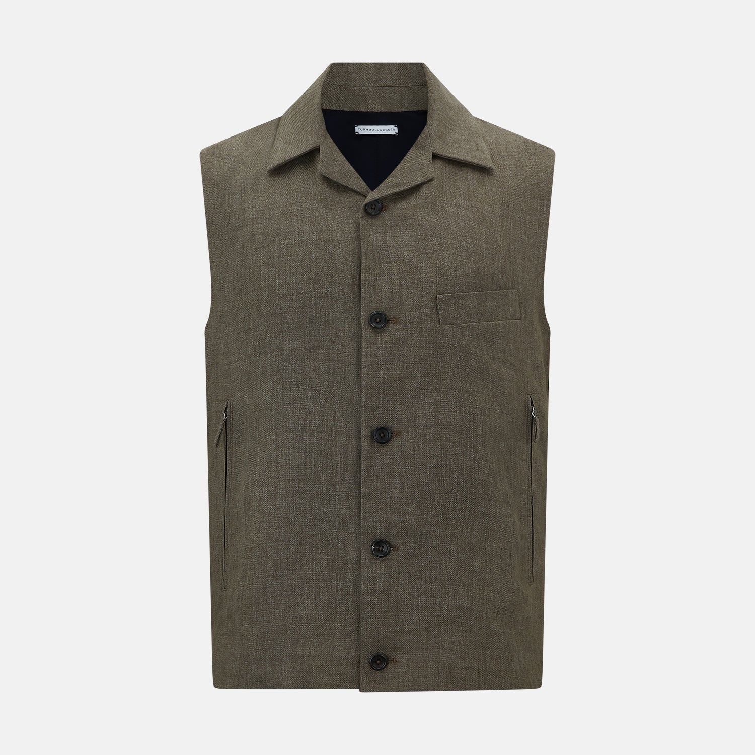 View 1 of product Olive Collared Linen Waistcoat