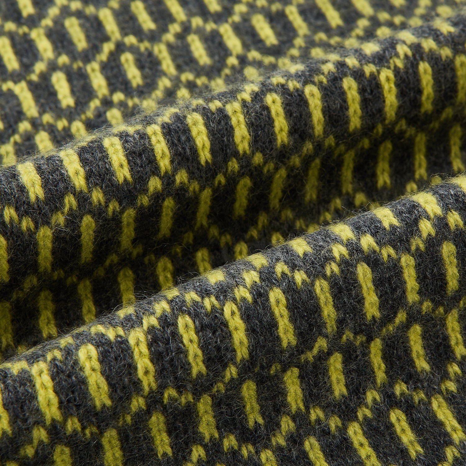 View 3 of product Graphite and Chartreuse Lemon Hexagon Cashmere Knitted Scarf