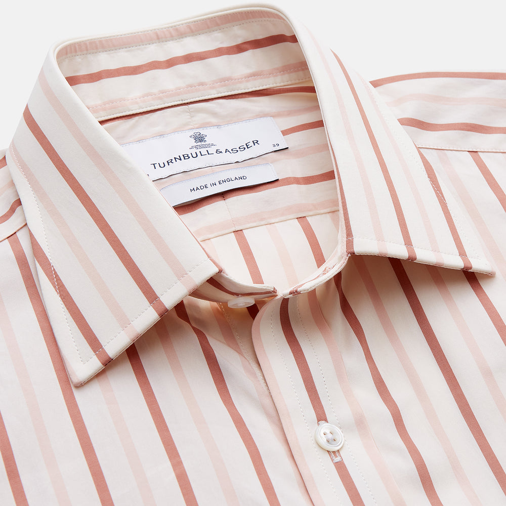 Pink and Sandstone Stripe Cotton Regular Fit Mayfair Shirt