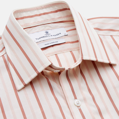 Pink and Sandstone Stripe Cotton Regular Fit Mayfair Shirt Image 1