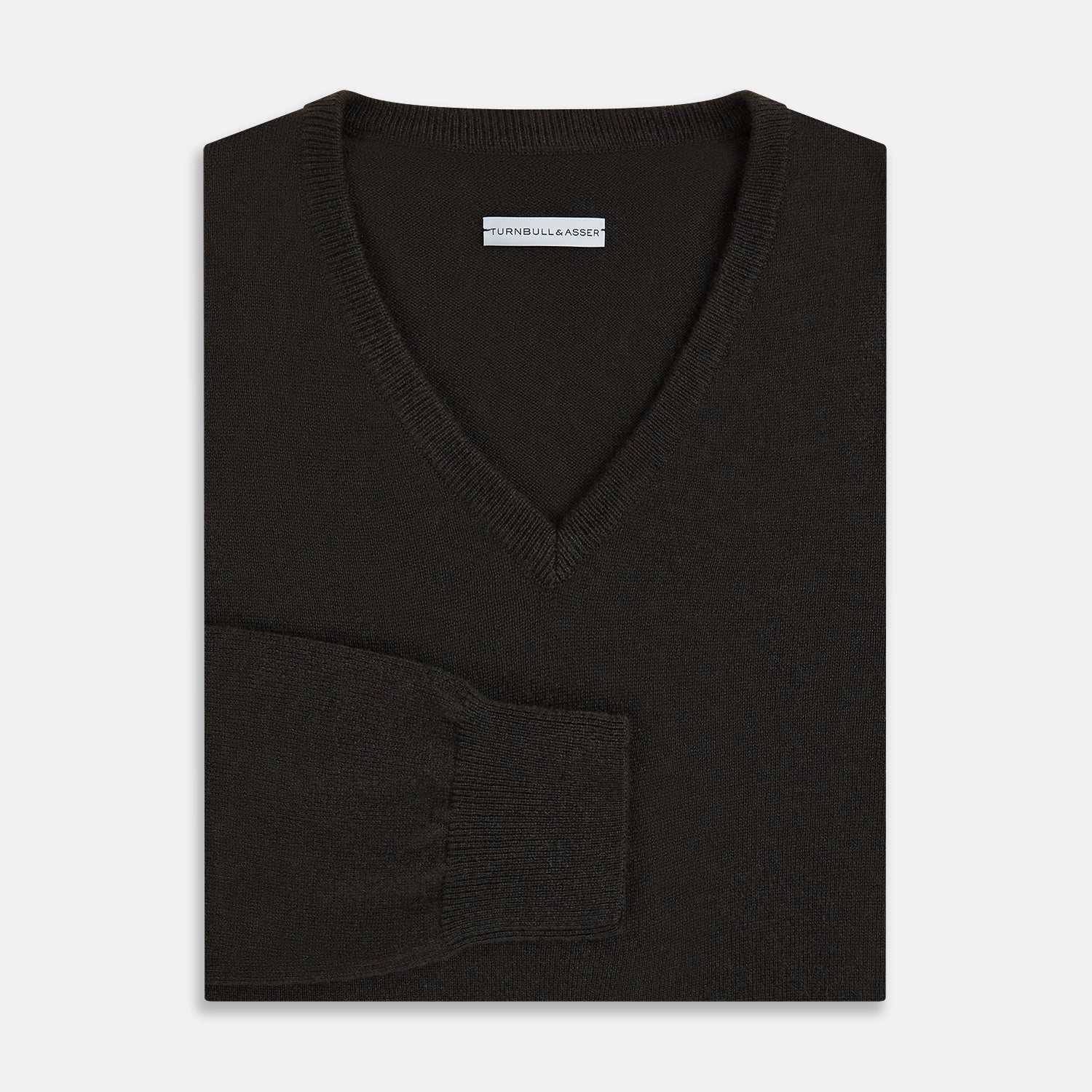 View 4 of product Dark Brown Cashmere V-Neck Jumper