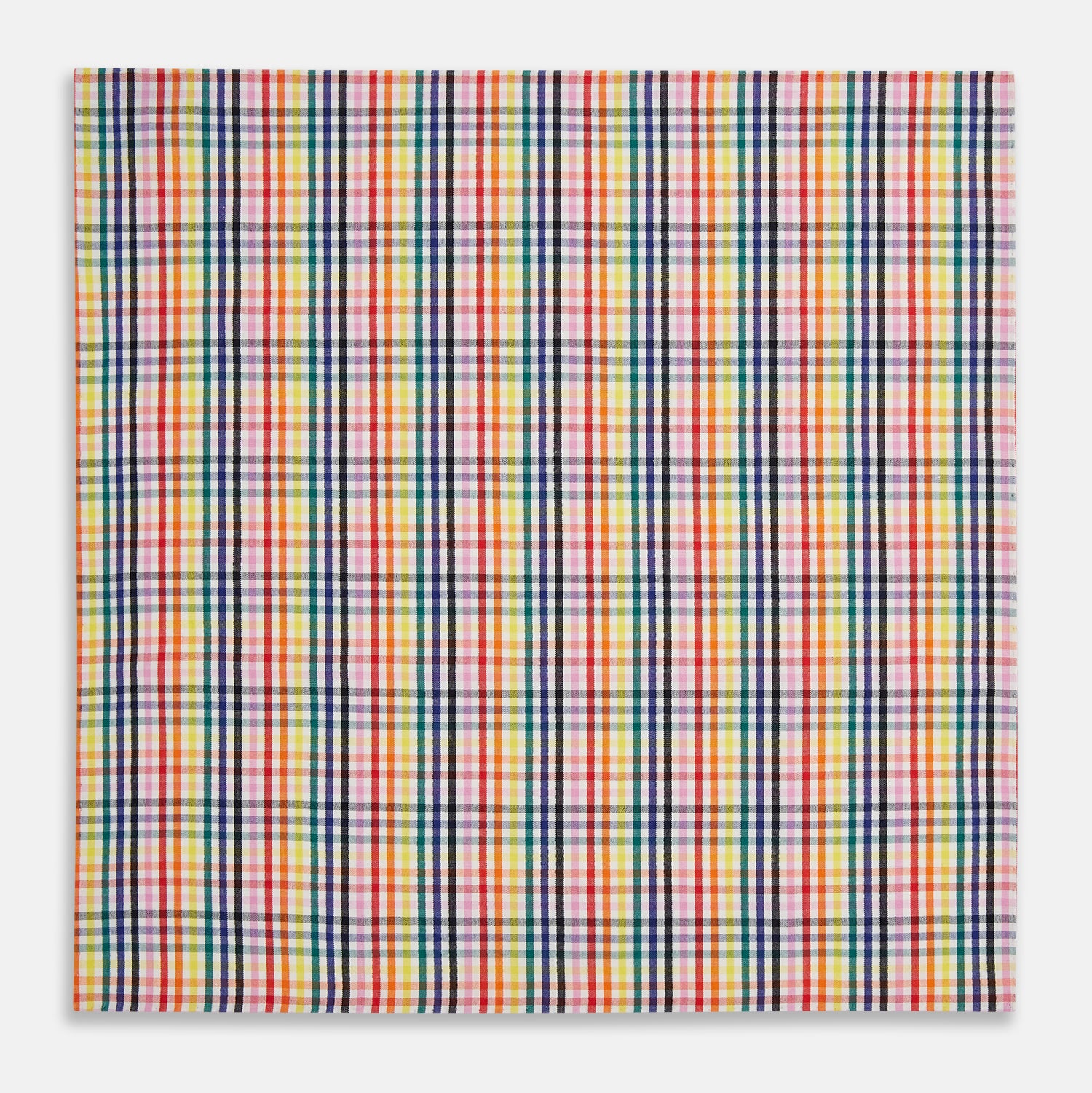 View 3 of product Hand Rolled Multi-coloured Grid Check Handkerchief