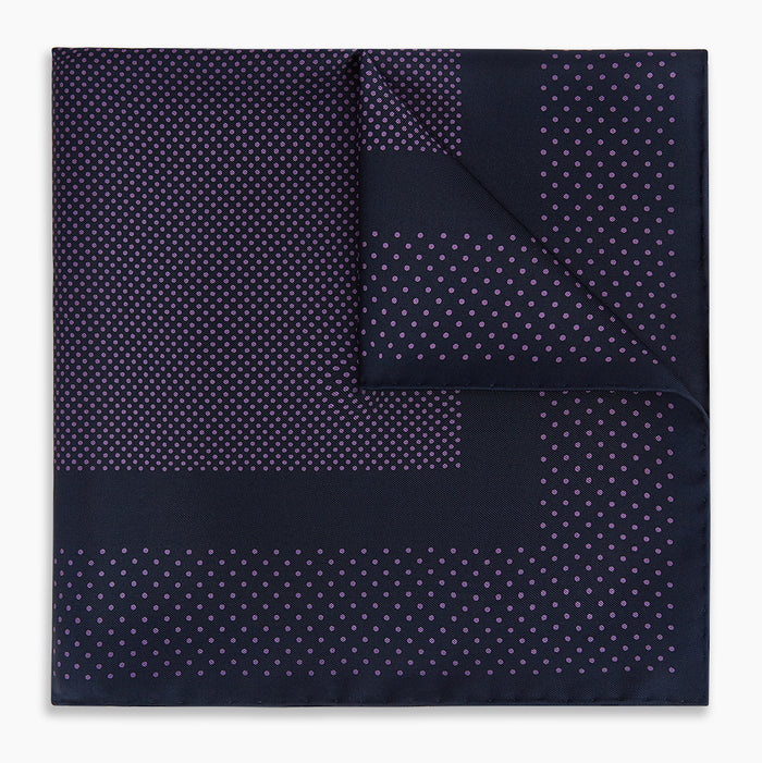 Navy and Purple Dot Silk Pocket Square Image 4