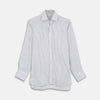 View 1 of product Brown and Blue Ticking Stripe Linen Shirt with POW Collar and 3-Button Cuffs