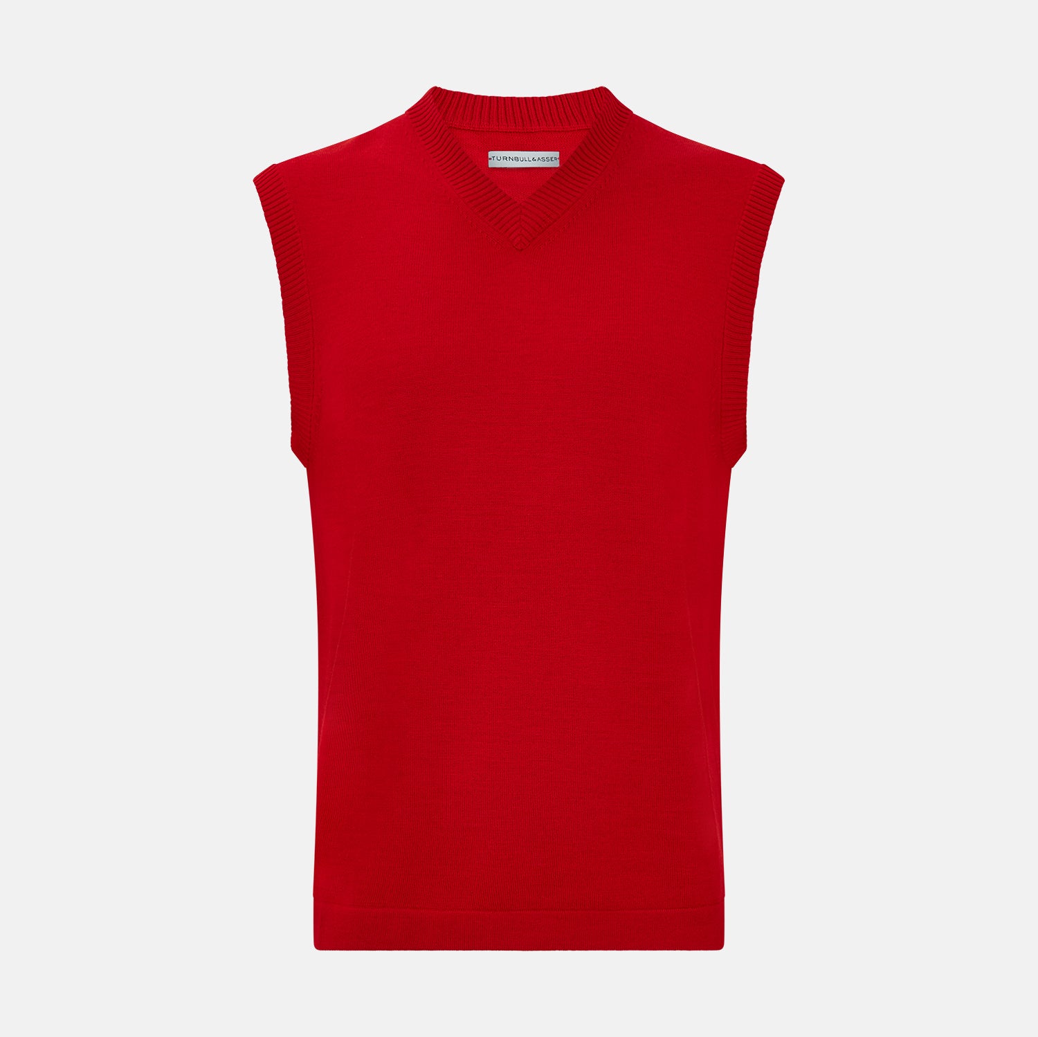 Red Fine Merino V-Neck Vest