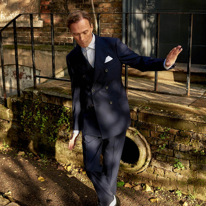 Navy Wool Pinstripe Double-Breasted Jacket Image 1