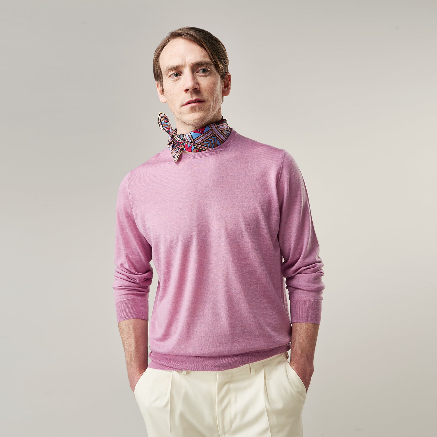 View 1 of product Pink Merino Kingston Crew Neck Jumper