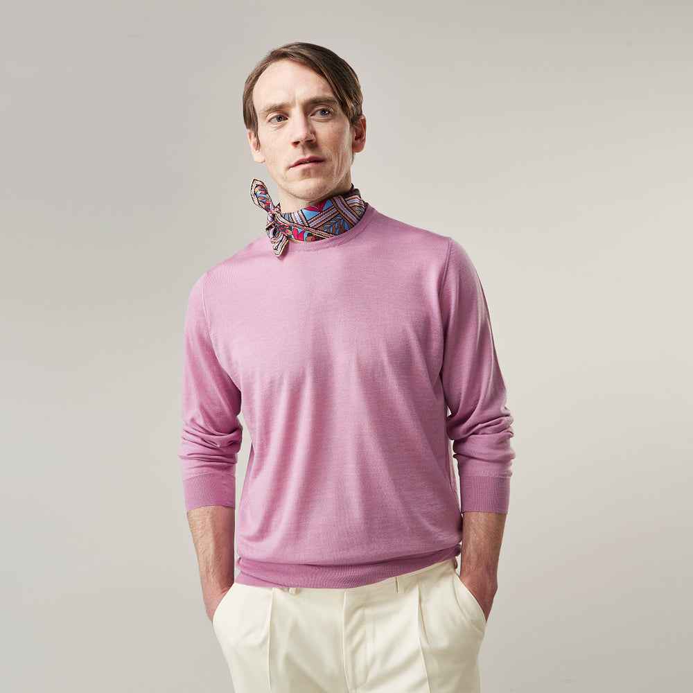 Pink Merino Kingston Crew Neck Jumper