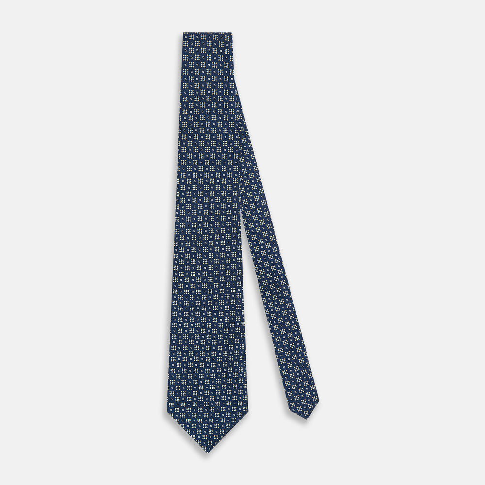 Navy Geometric Diamond Silk Tie