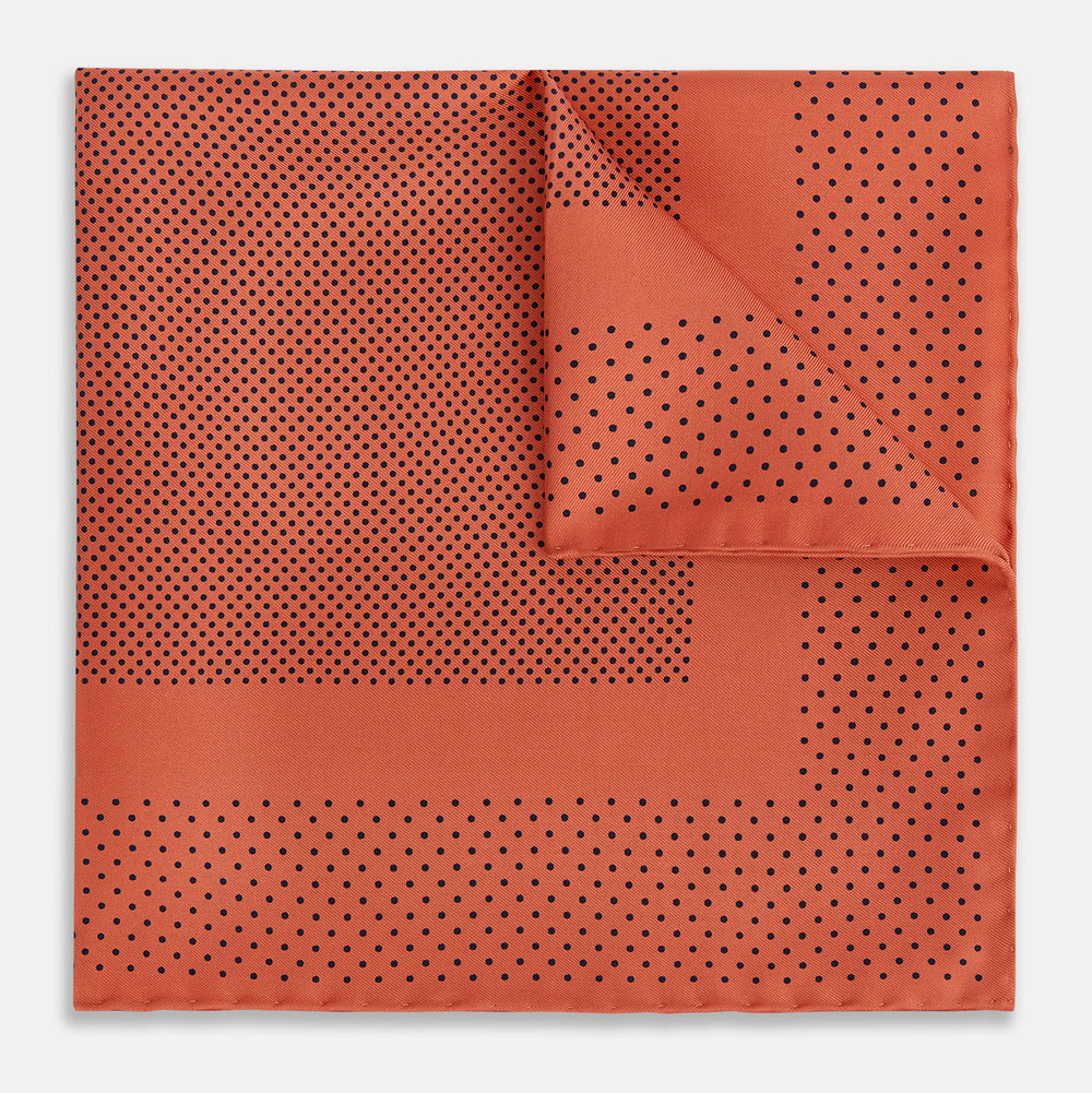 Orange Dot Silk Pocket Square