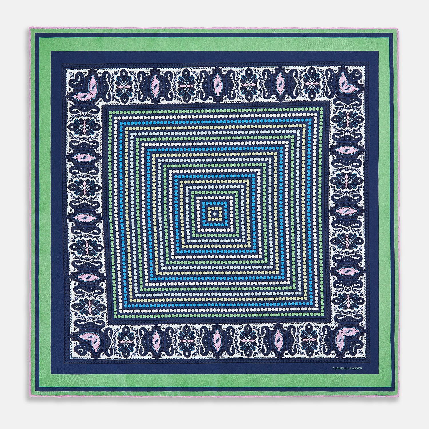 Image 4 of product Oxford Blue Dots and Paisley Silk Pocket Square