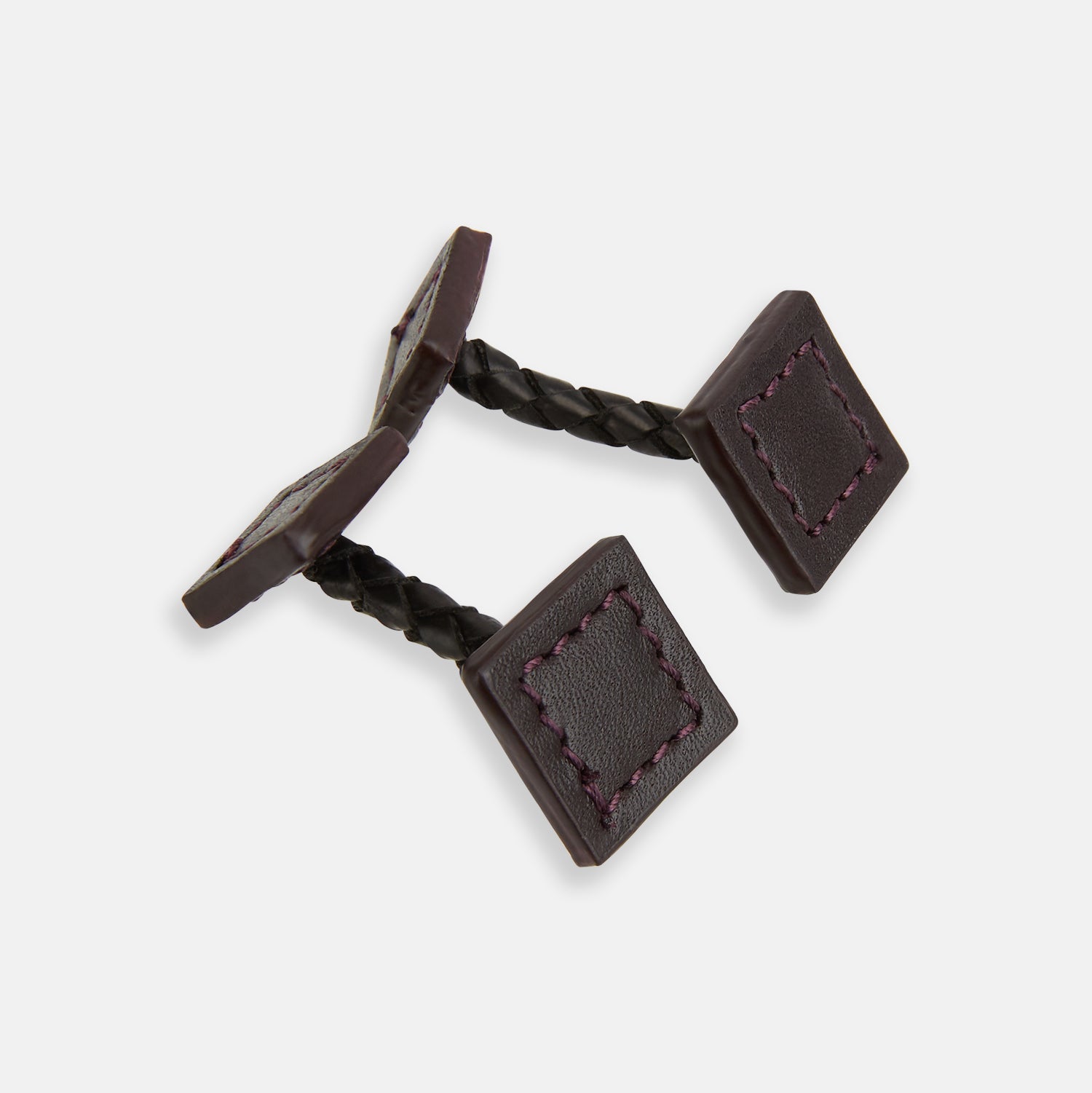 View 1 of product Burgundy Leather Cufflinks