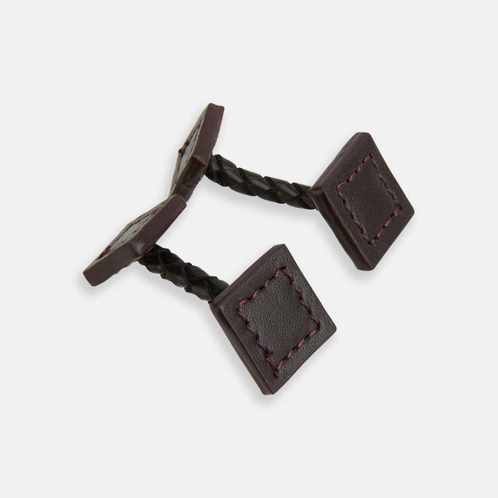 Burgundy Leather Cufflinks