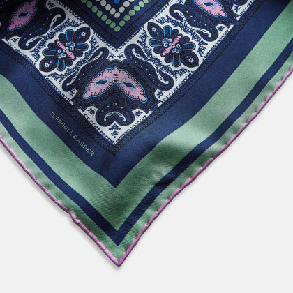 Oxford Blue Dots and Paisley Silk Pocket Square