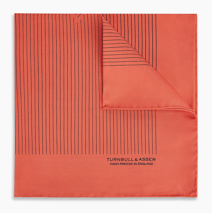 Orange Stripe Silk Pocket Square Image 4