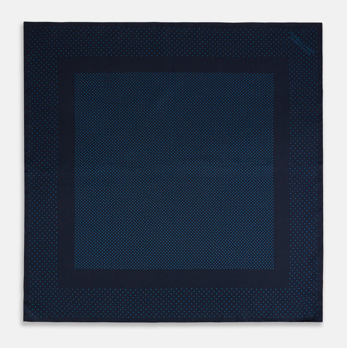 Navy and Blue Dot Silk Pocket Square Image 3