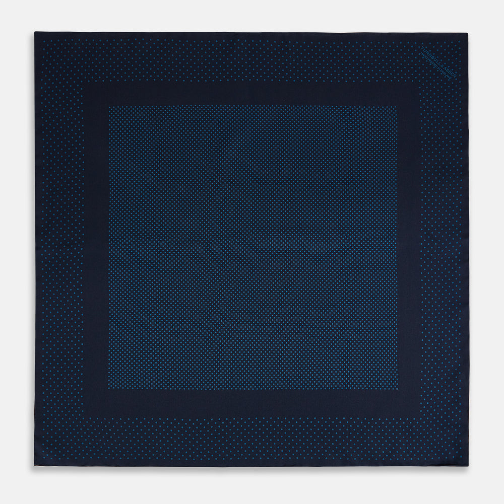 Navy and Blue Dot Silk Pocket Square