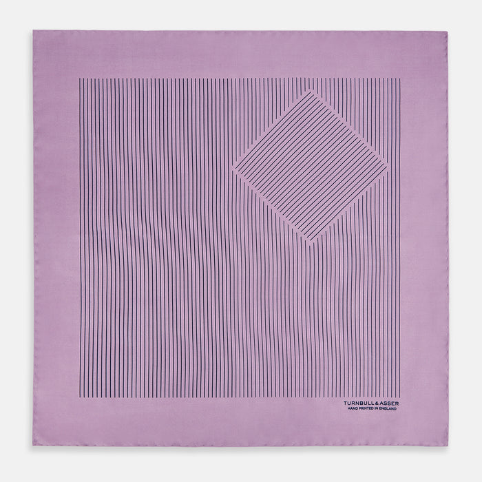 Lilac Stripe Silk Pocket Square Image 2