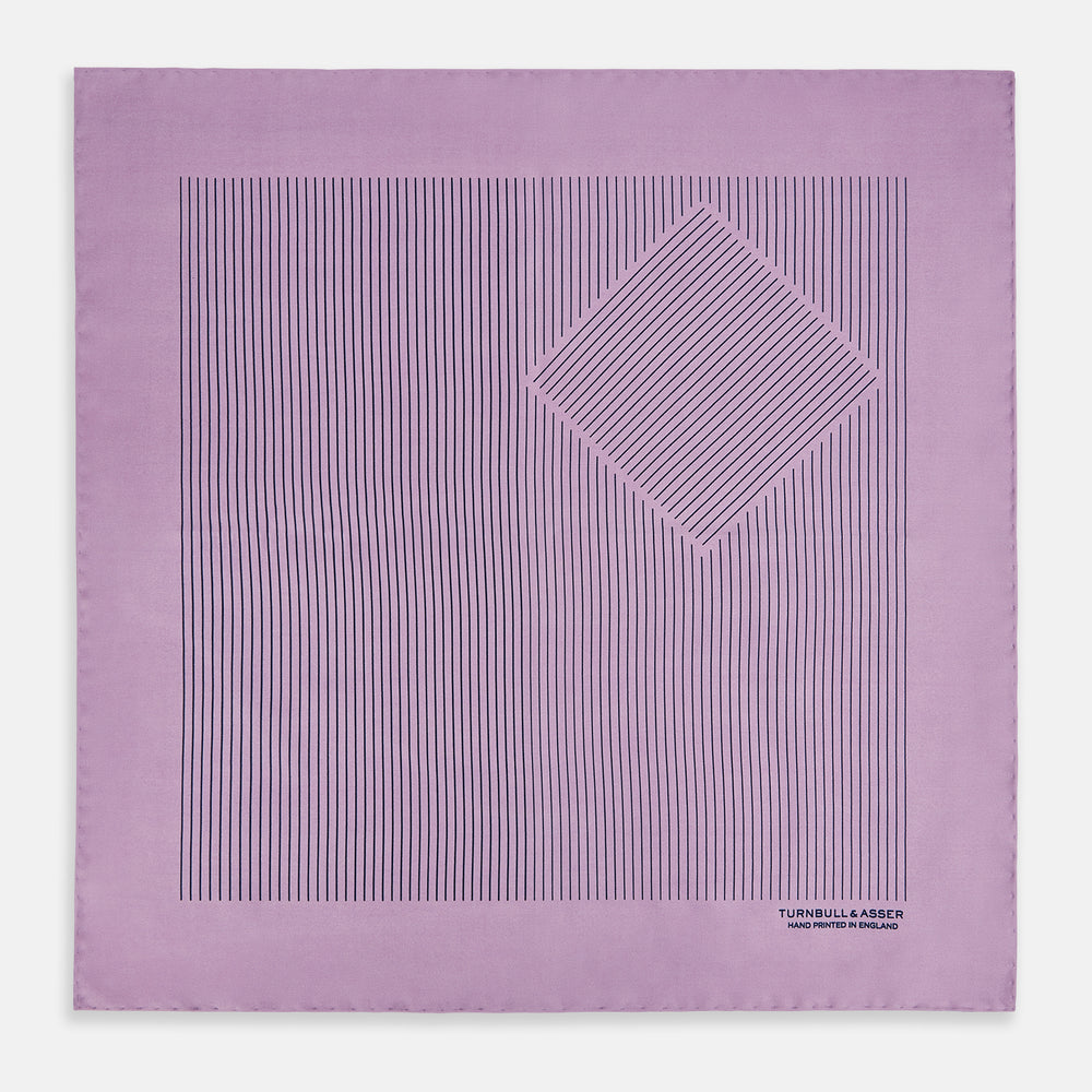 Lilac Stripe Silk Pocket Square