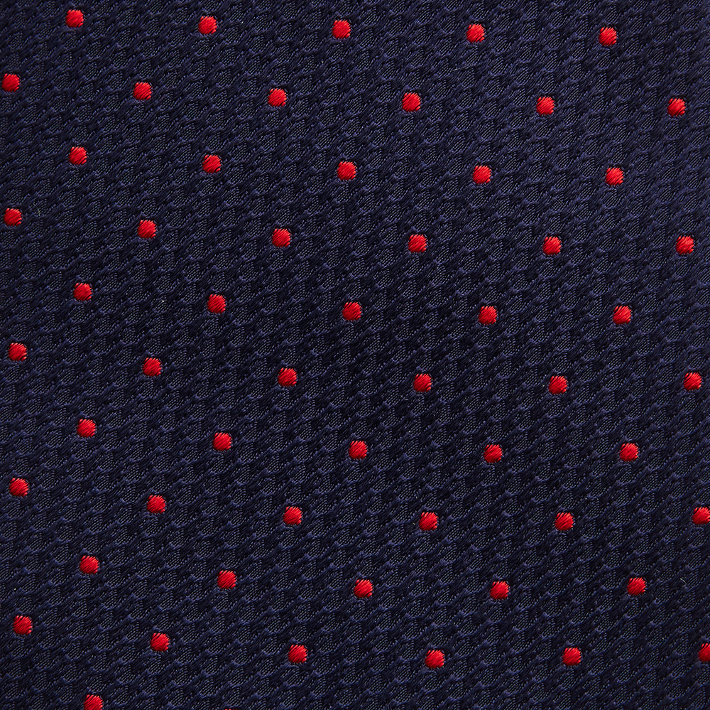 LACE ON TONE SPOT NAVY TULIP RED TIE