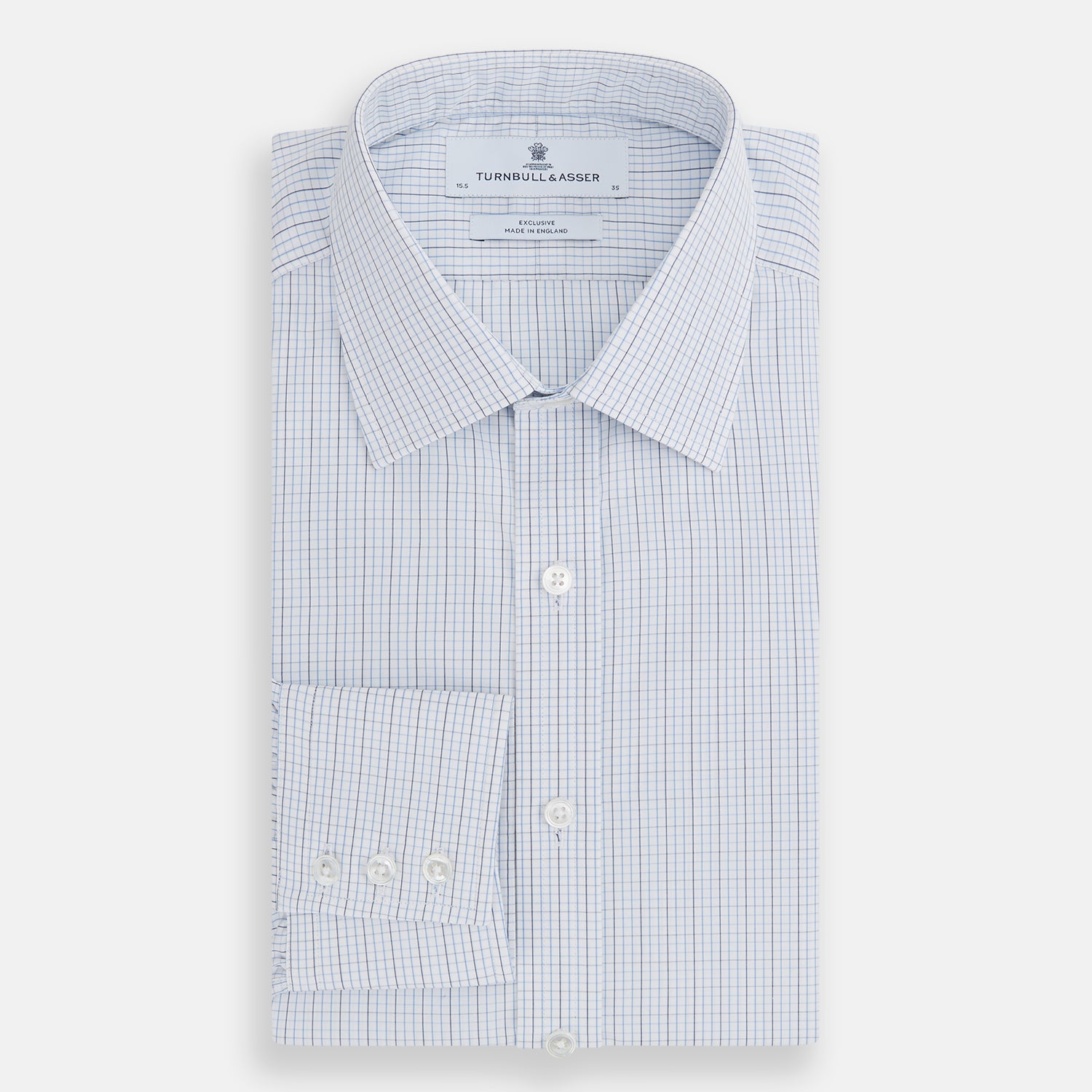 View 5 of product Pale Blue and Navy Grid Check Mayfair Shirt