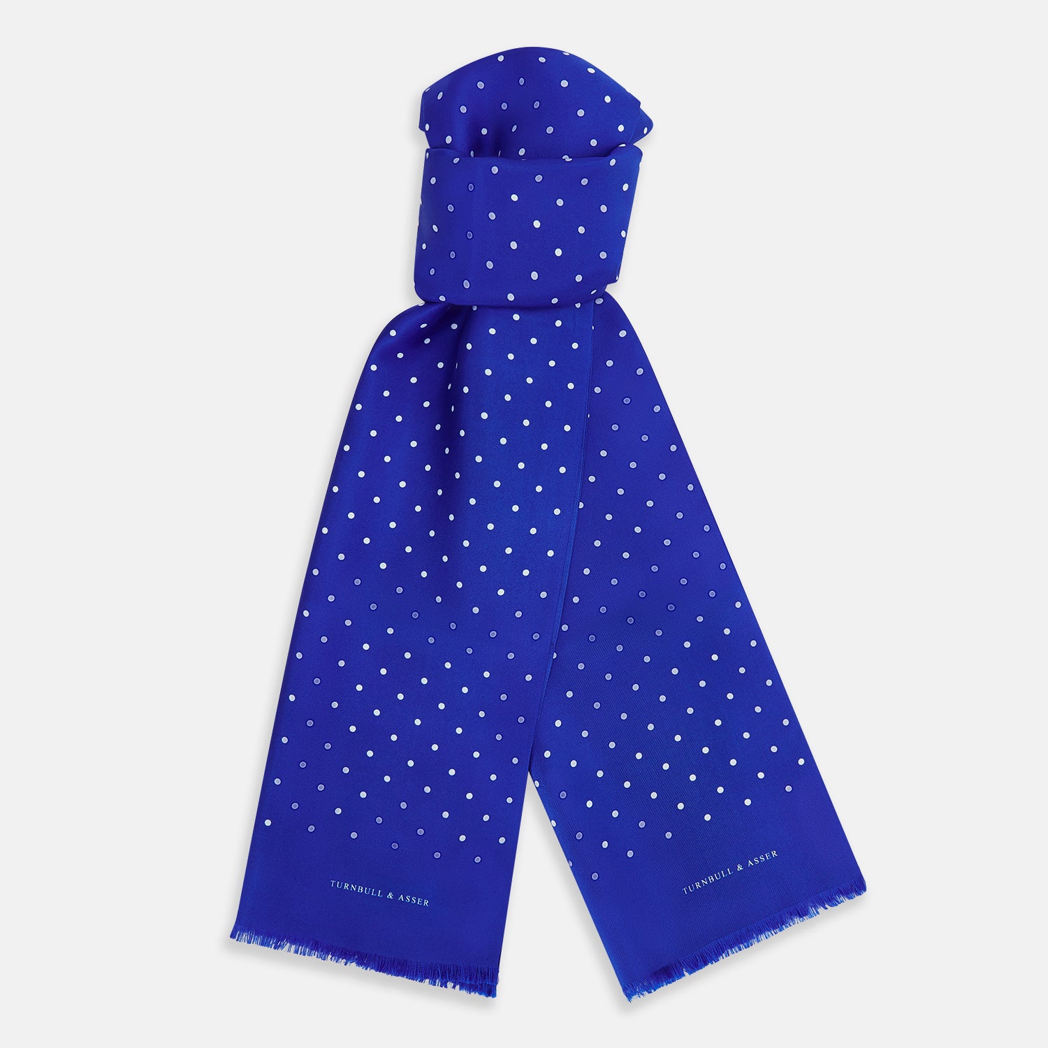 View 1 of product Royal Blue and White Spotted Silk Scarf