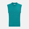 Turquoise Fine Merino V-Neck Vest