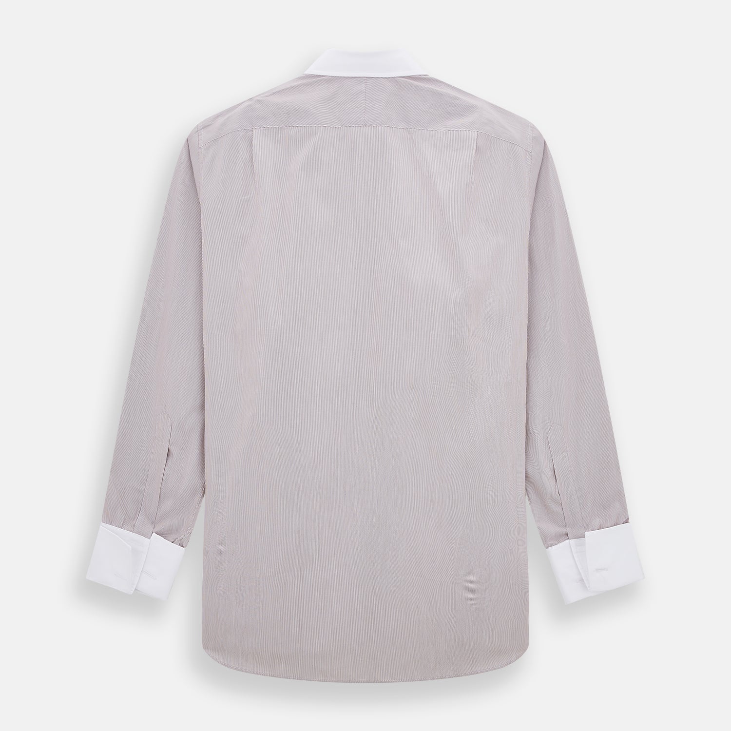 View 3 of product Burgundy Hairline Stripe Shirt with Contrast Collar and Double Cuffs