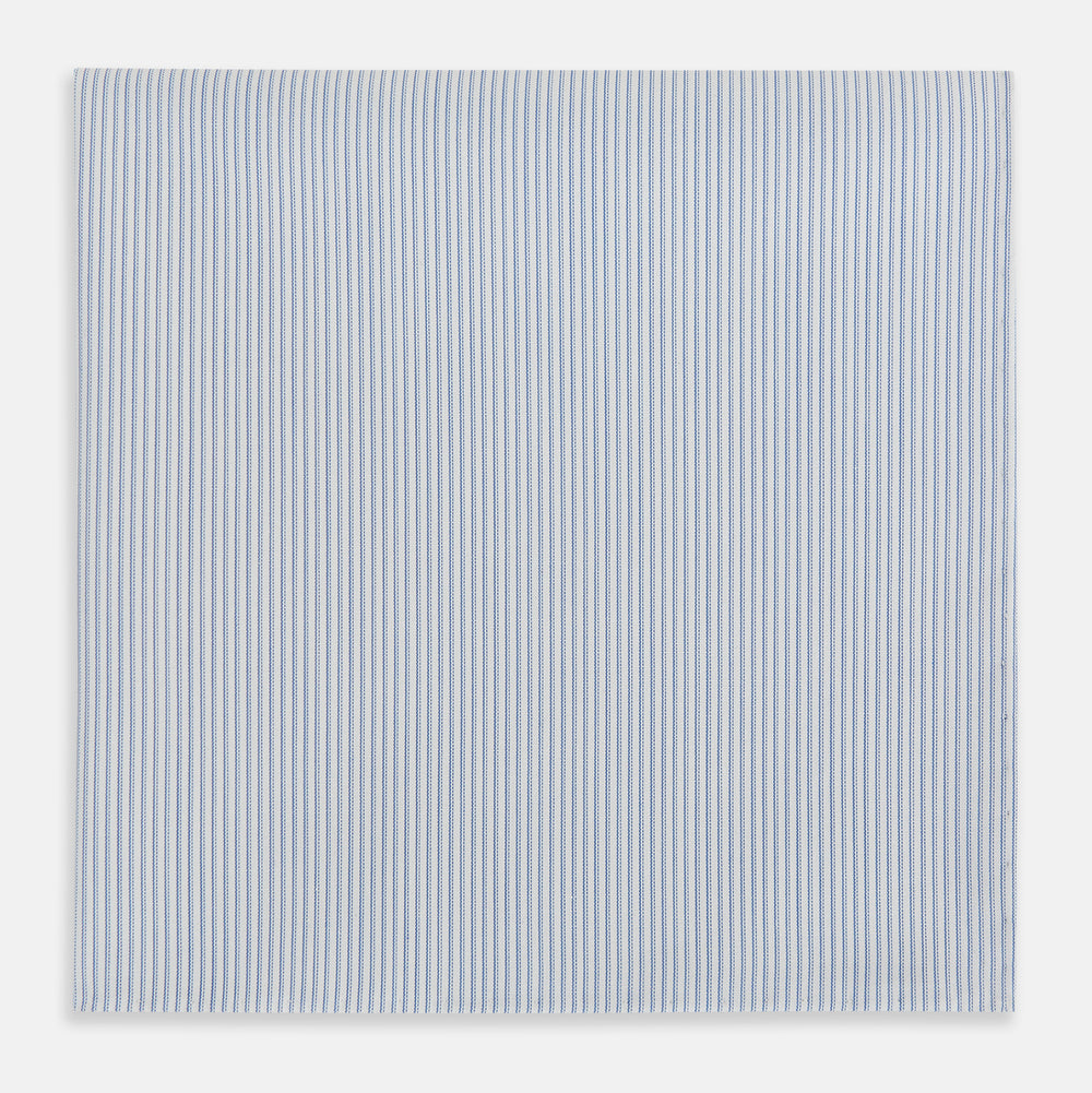 Sky Blue Hairline Stripe Hand-Rolled Handkerchief