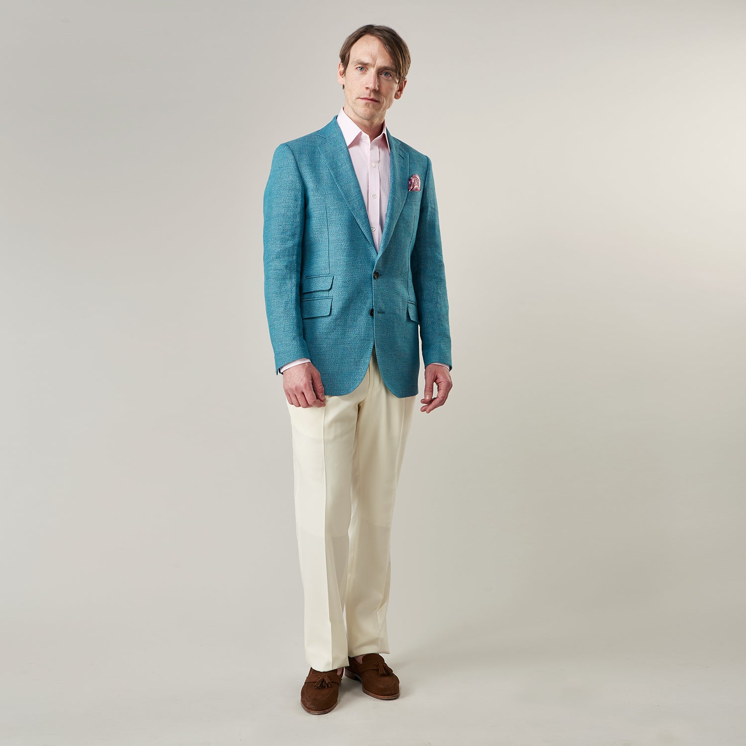 View 5 of product Teal Linen Barrington Blazer