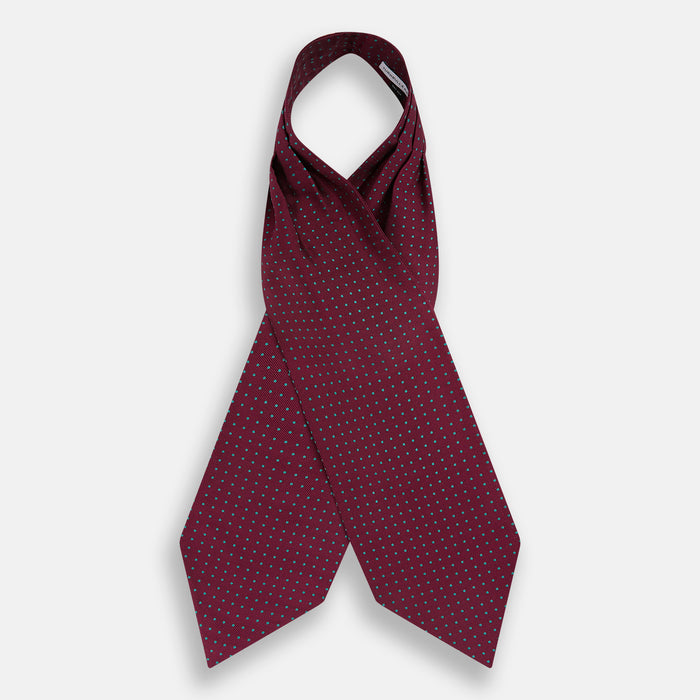 Blue and Burgundy Micro Dot Silk Cravat Image 1