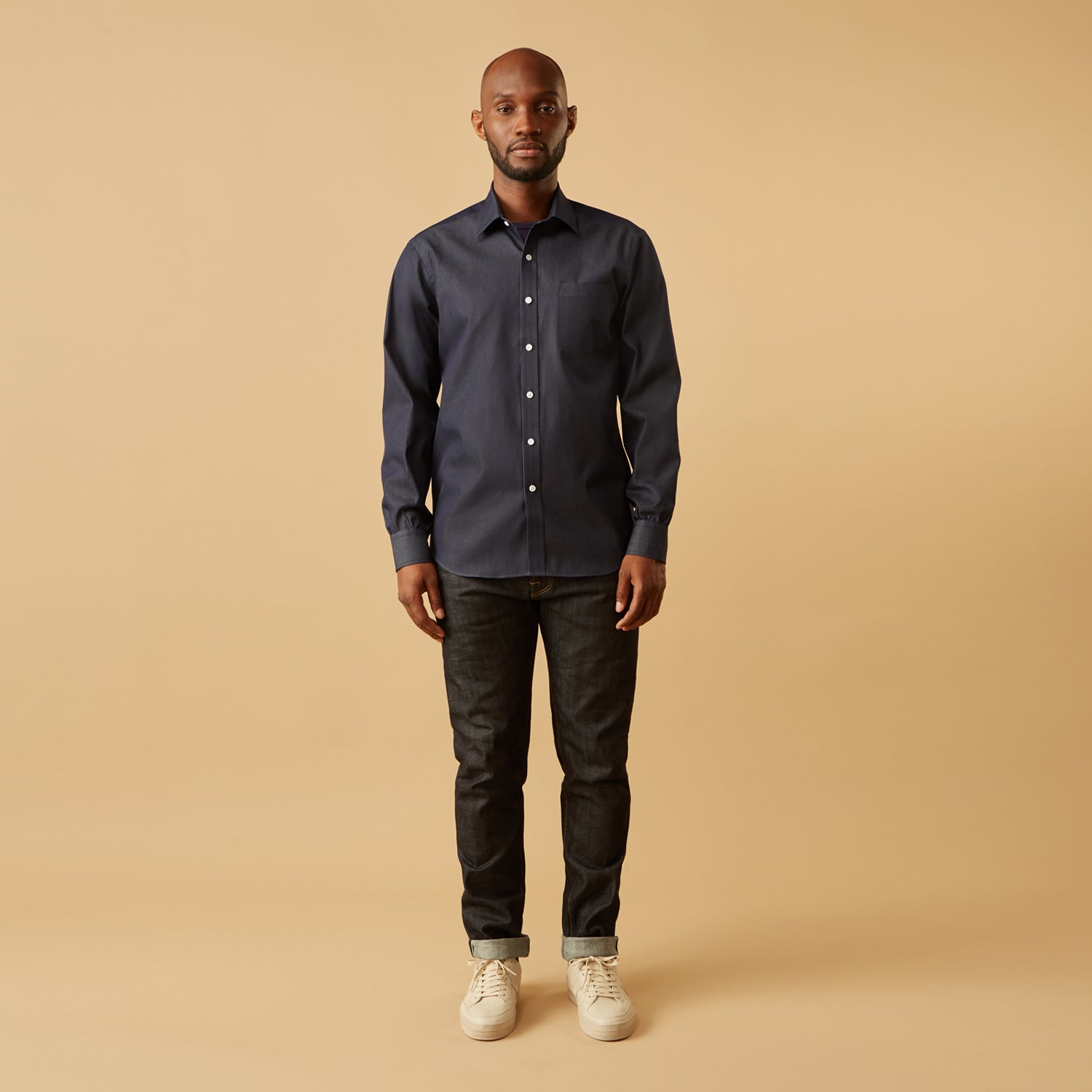 View 6 of product Blue Weekend Fit Finch Shirt With Derby Collar And Chest Pocket