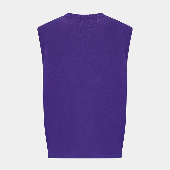 Purple Fine Merino V-Neck Vest Image 2